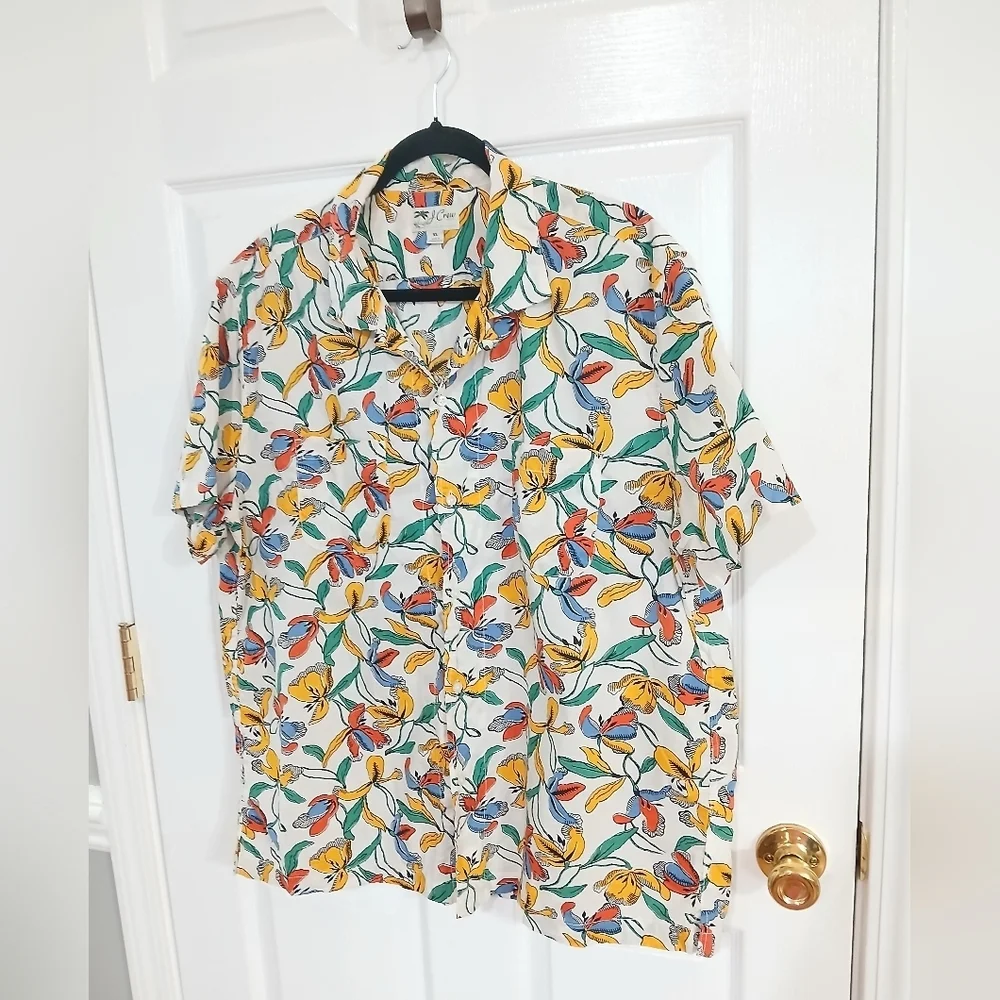 J. Crew Men's Aloha Shirt Tropical Resortwear Vacation Cruise Beach Size XL